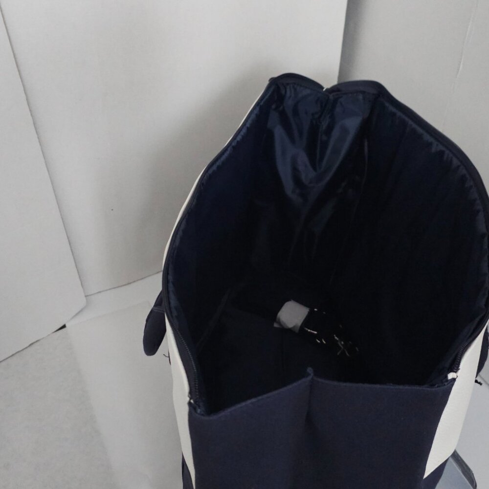 Polo Ralph Lauren Navy Canvas & Leather Trim Large Tote Travel Carryall bag - Picture 9 of 17